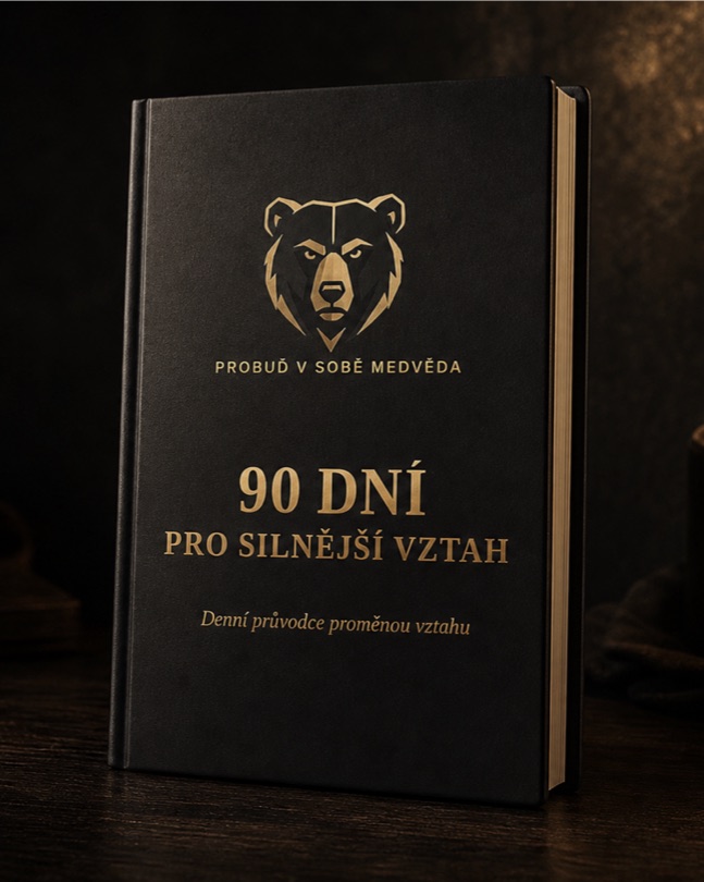 Tištěný deník 90denní výzvy — černá vazba se zlatým medvědem